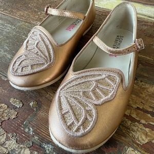 Sophia Webster Mini Rose Gold Embroidered Butterfly Ballet Flat Dress Shoes | 29